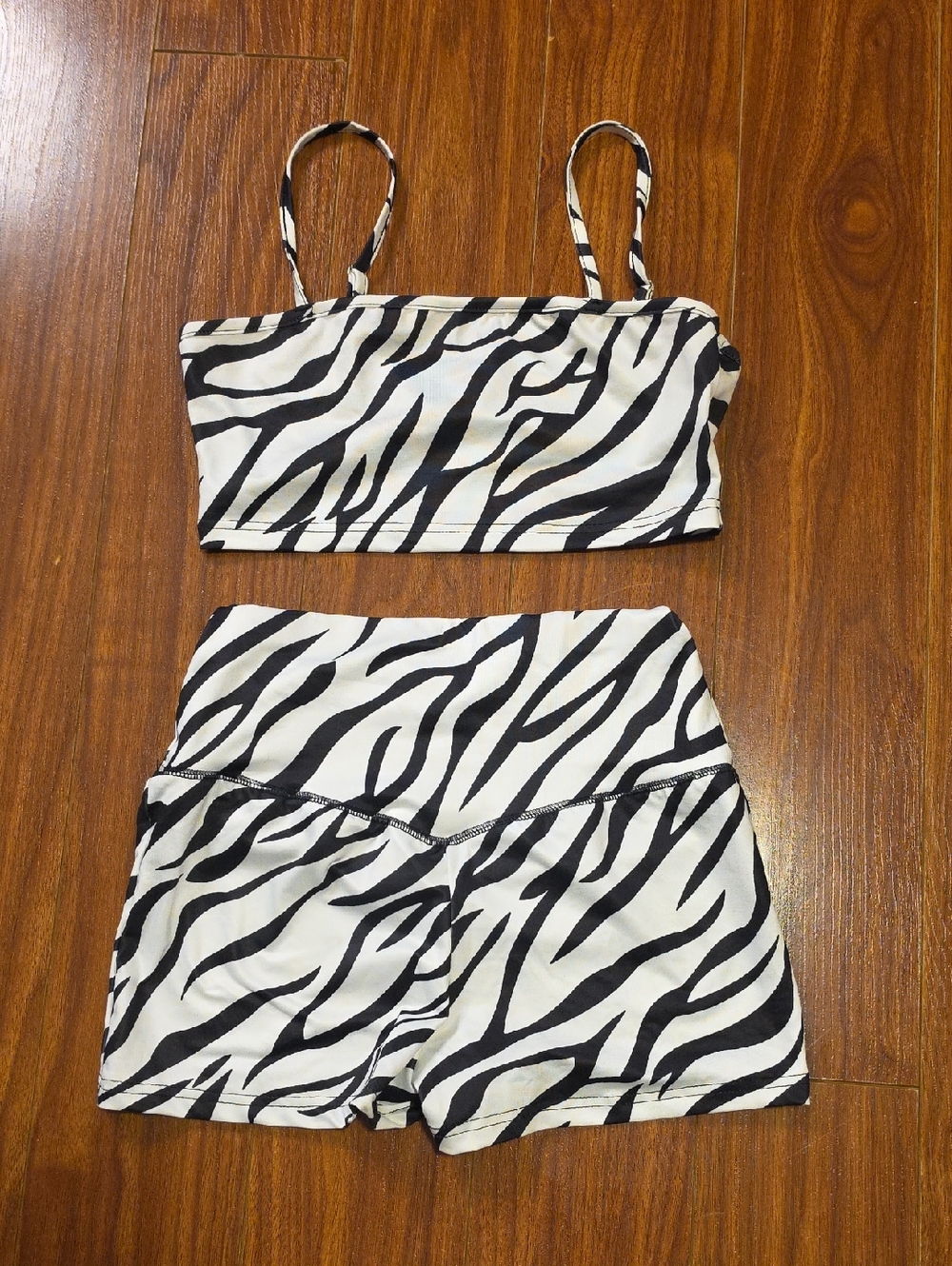 Zebra Print Two-Piece Tank and High-Waist Shorts Set